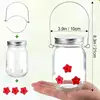 Garden Hummingbird Feeder Small Top Fill Mason Jar With Flower Ports Mason Jar Bird Dish Feeder Garden Decoration For Window And 6