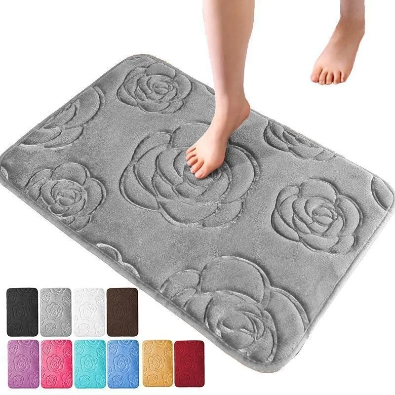 

Bathroom Rug Quick Dry Bath Mat Non Slip Area Mat Coral Fleece Bath Floor Mat Soft Absorbent Washable Carpet Shower Door Mat