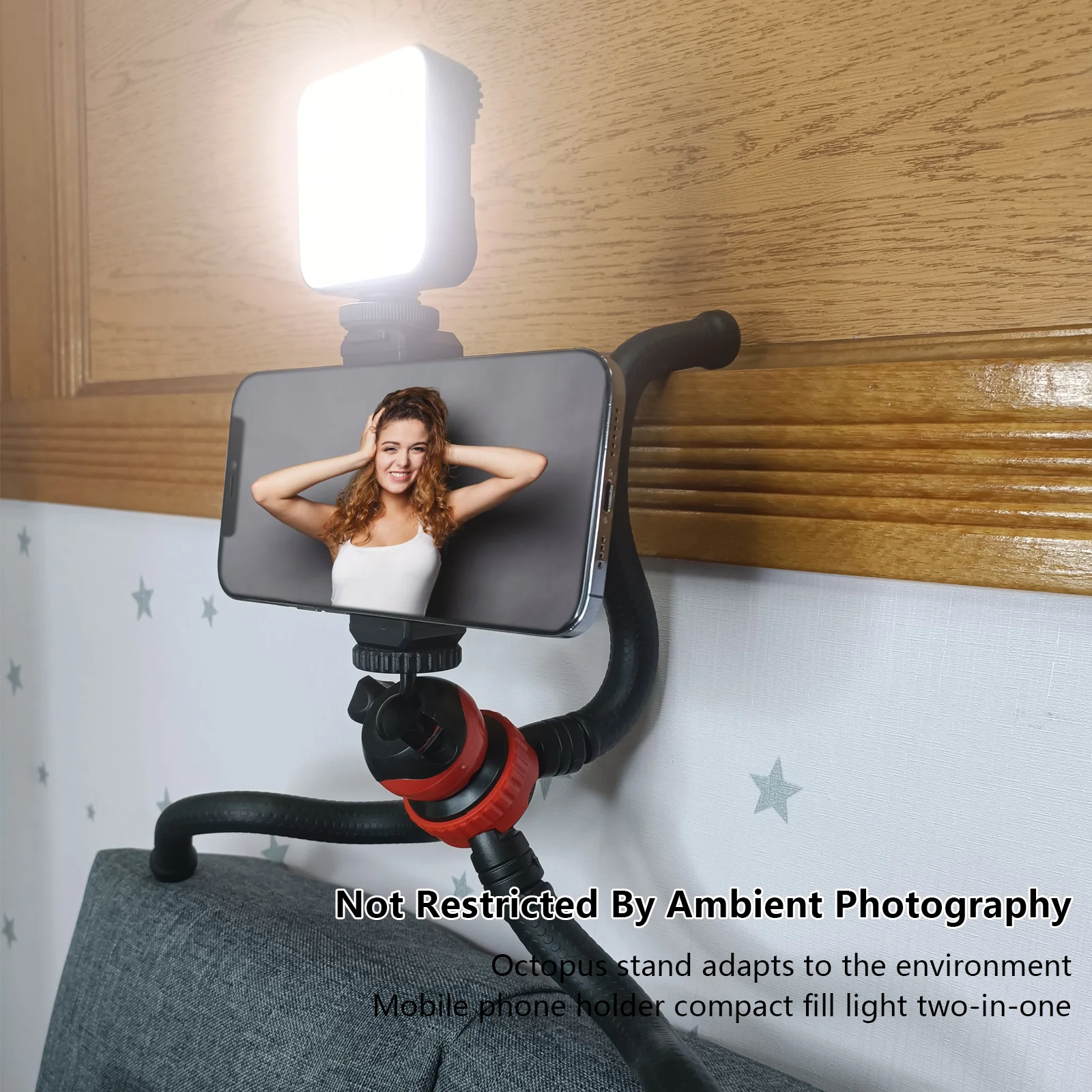Portable Flexible Tripod Octopus Mobile Phone Tripod Bracket With MIni Video Fill Light Control Selfie Stick For Phone Camera