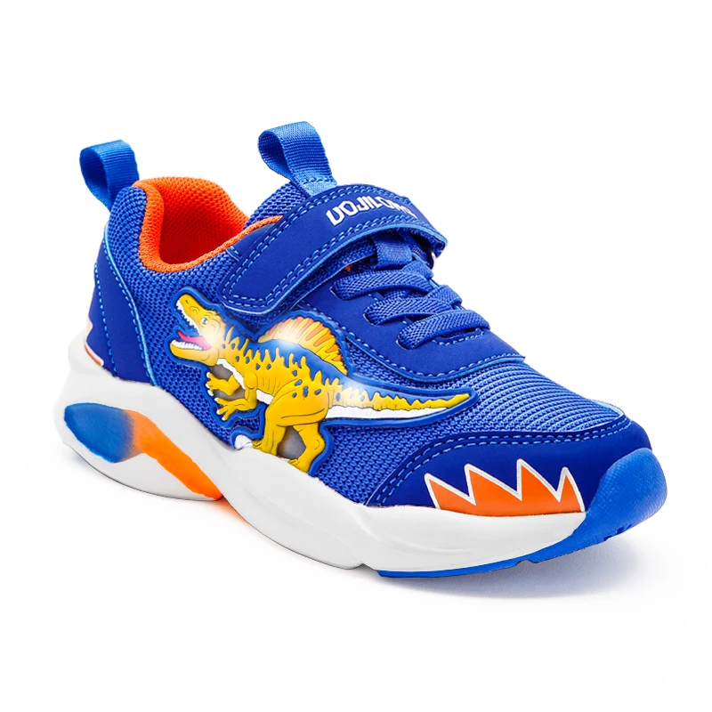 EXDINO Children LED Dinosaur Mesh Autumn Light Up Training Shoes Little Boy Spinosaurus Kids Flashing Sports Sneakers Breathable
