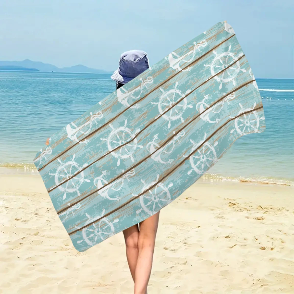 Serviette de plage microfibre motif océan séchage rapide_voghion.com