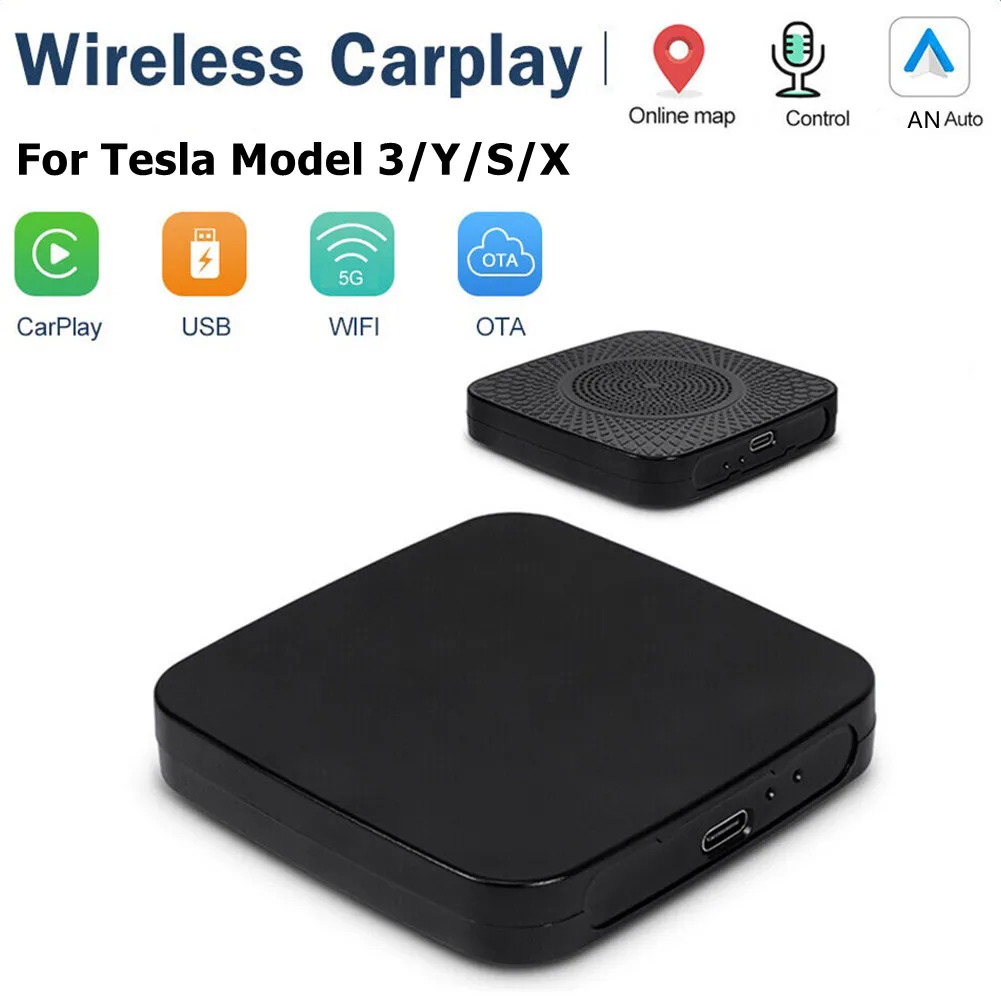 

Wireless Carplay Ai Box AN Auto Box WiFi Adapter For Tesla Model 3/Y/S/X Dual-band 2.4G+5G Wireless Carplay Adapter Accessories