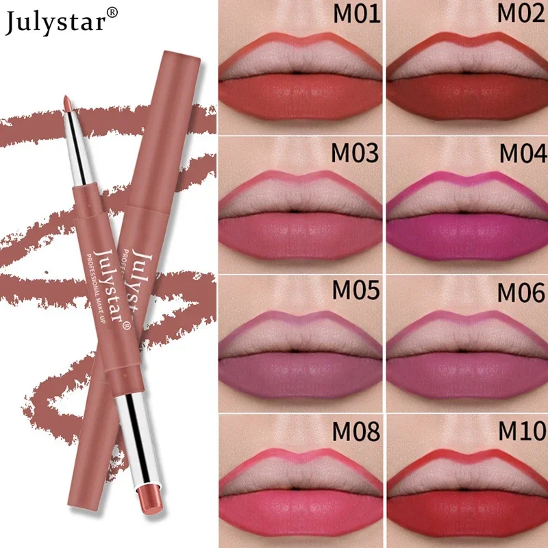 12 Color Matte Lipstick Lips Liner 2 In 1 Velvet Makeup Lipsticks Long Lasting Durable Waterproof Red Lipliners Lips Make Up