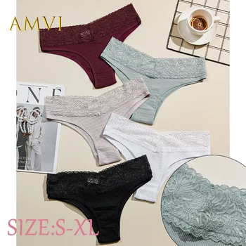 3 pezzi mutandine di cotone senza cuciture in pizzo da donna biancheria intima sexy traspirante per ragazze morbida 5 mutande femminili in tinta unita slip intimo 1