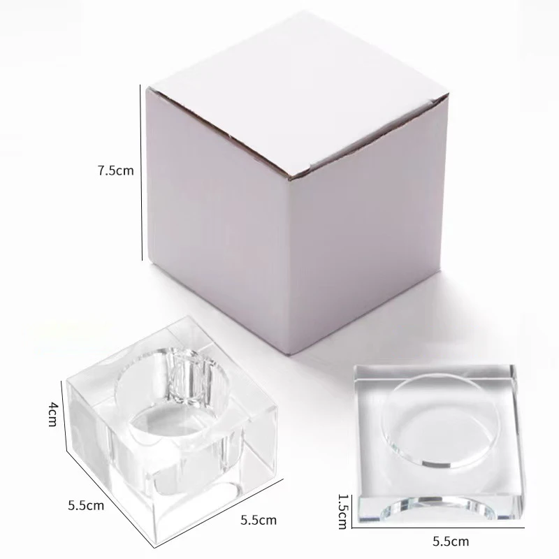 Nail Art Crystal Glass Dappen Dish Cup with Lid Square Nail Liquid for Monomer Liquid Powder Holder Container Manicure Tools