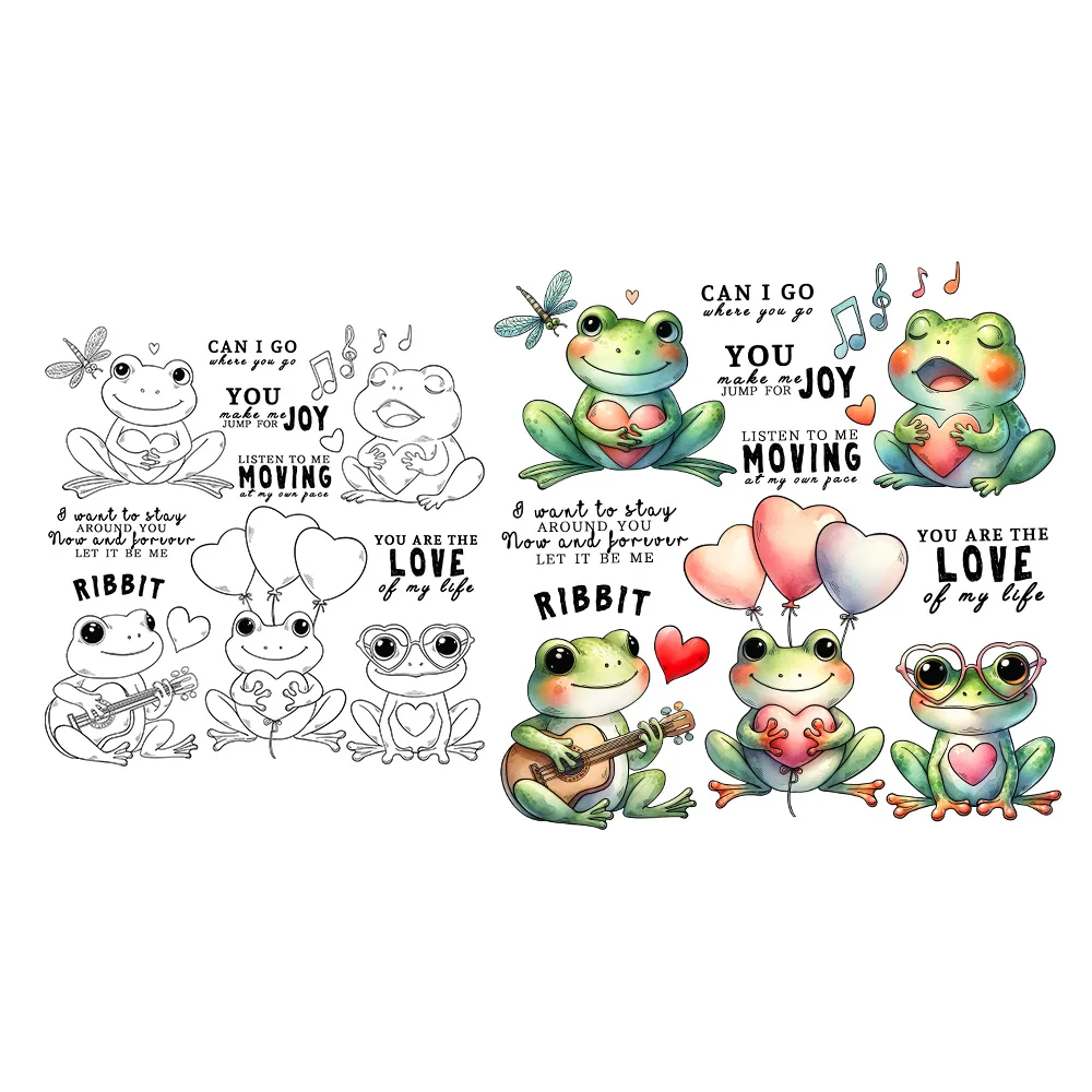 Mangocraft Cute Heart Frogs Clear Stamp for Love Valentine's Day DIY Scrapbooking Supplies for Cards Albums Decor, clear stamps