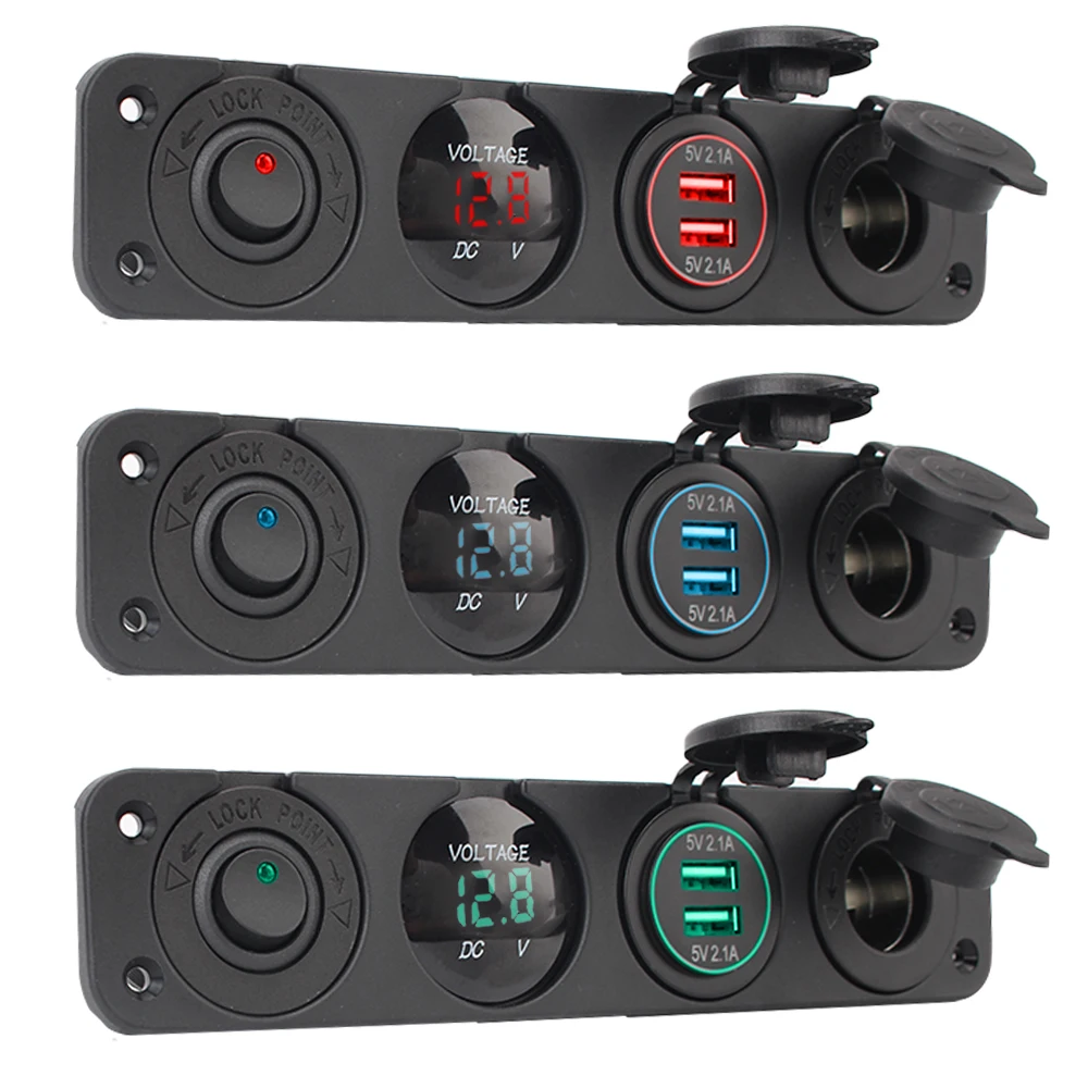 Digital Voltmeter 4 In 1 Car Cigarette Lighter 12V Power Socket ...