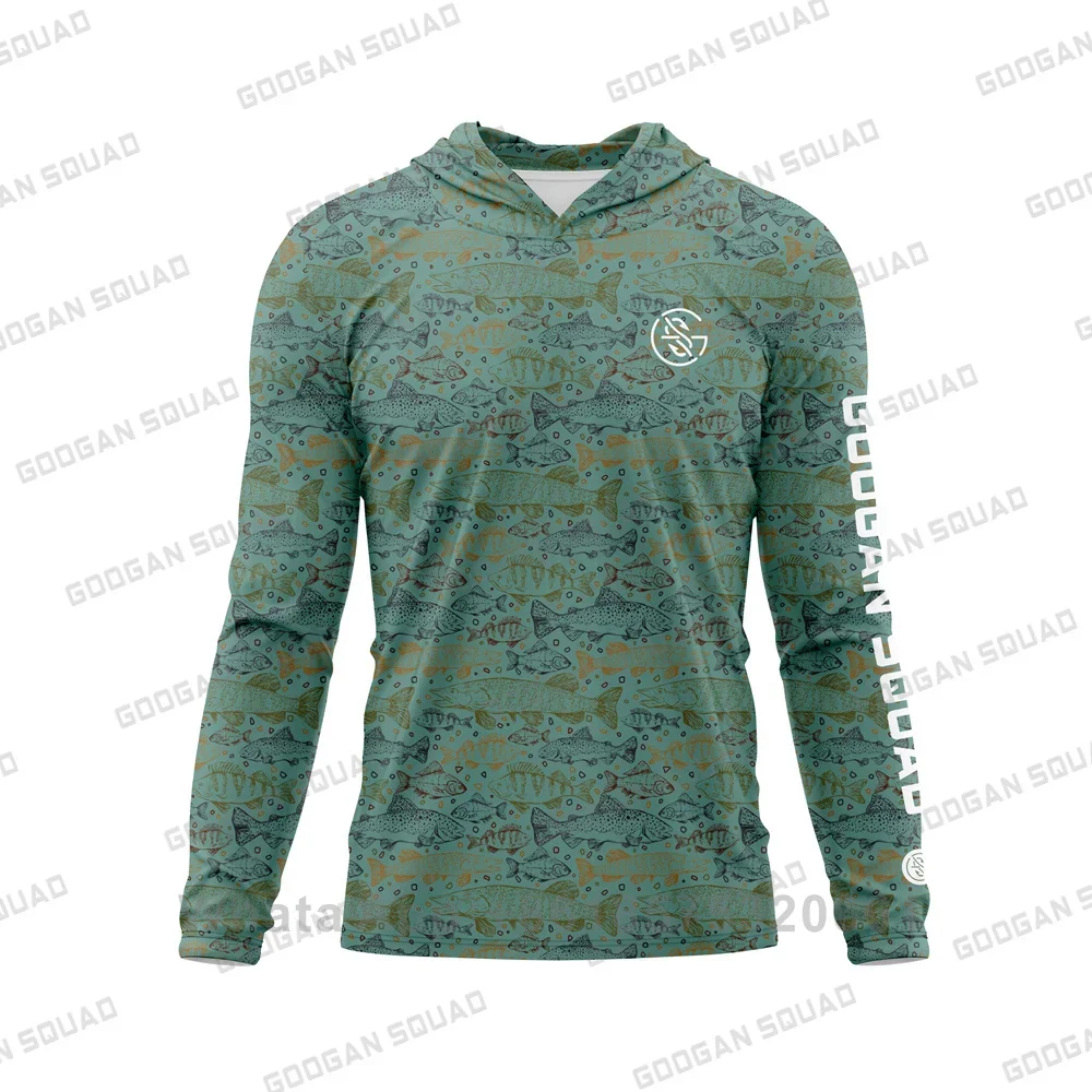Googan Squad Men's Upf 50+ Sun Protection Uv Shirt Hoodie Quick Dry Long Sleeve Plain Rash Guard Fishing Swim T-shirts