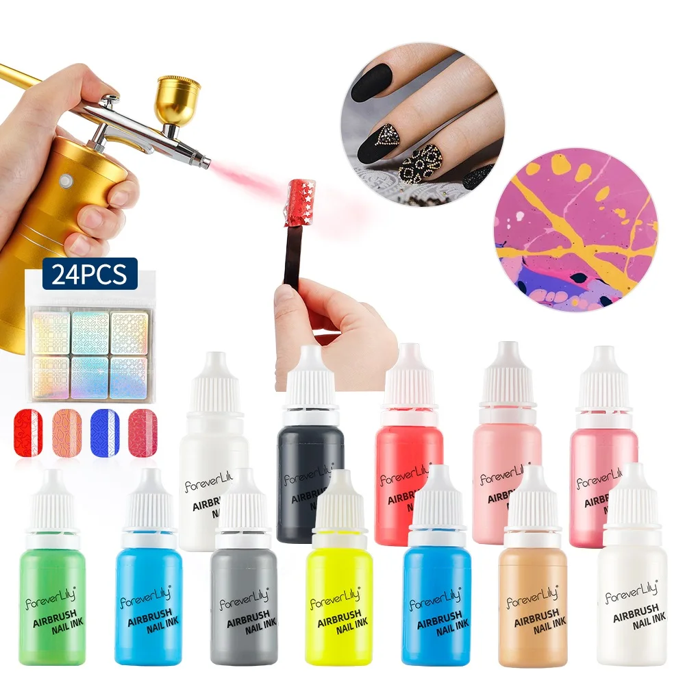 12/19 /30 Color 10ML Acrylic Paint Ink Airbrush Nail Ink Water Paint  Airbrush Nails for
