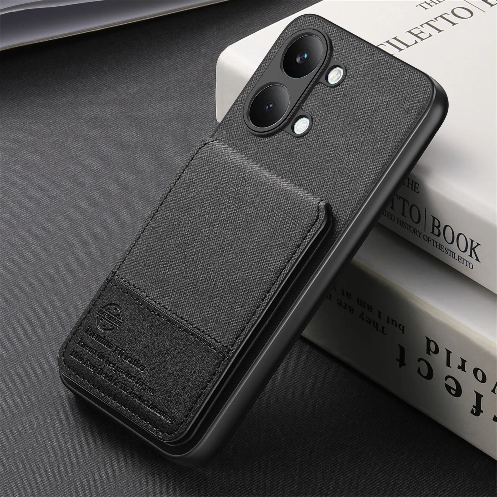 Leather Card Holder Stand Bumper Case with Magnetic Flip Wallet and Shockproof Cover