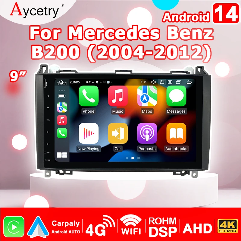 Carplay 9 ''Bildschirm Android 14 Autoradio für Benz B-Klasse B200 W245 B160 B170 B180 V-Klasse W639 Vito Viano Autoradio 2 Din 4G lte