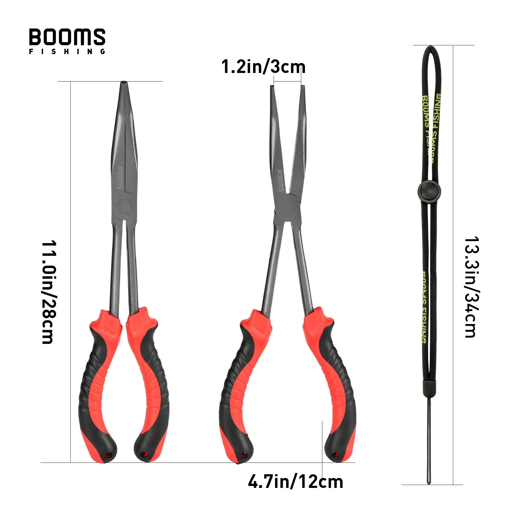 Description Picture 5 of itemBooms Fishing F05 Fishing Pliers 28cm Long Nose Fish Hook Remover Anti-loss Hanging Lanyard Carbon Steel Saltwater Tackle Tool