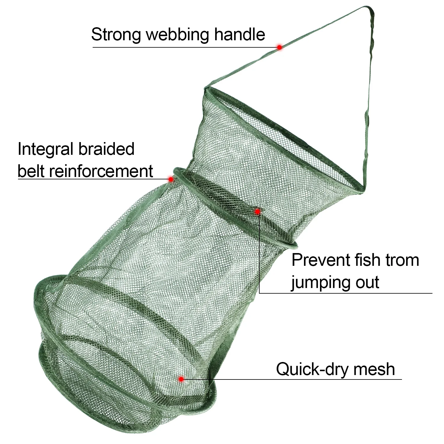 Fishing Net Sougayilang 4 Size Portable Fishing Net 3 Layer Round Folding Mesh Fish 25cm 35cm 42cm 50cm