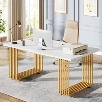 Computer Desk,70.9" Desk,  White Executive Desk Metal Legs,Study Writing Desk, Large Workstation Office, Conference Table 1