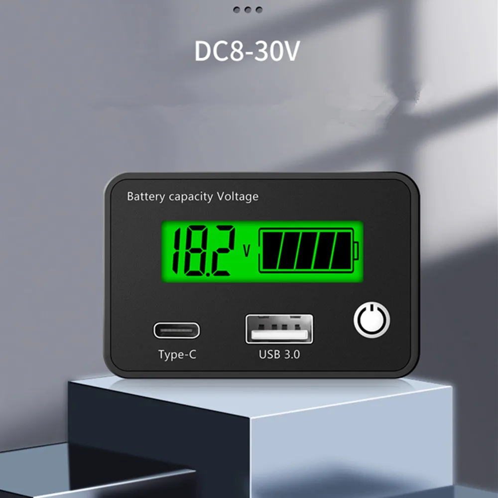 

Battery Monitor Digital Battery Capacity Tester Percentage Level Voltage Meter Gauge 12V 24V LCD Display For Car Auto Accessory