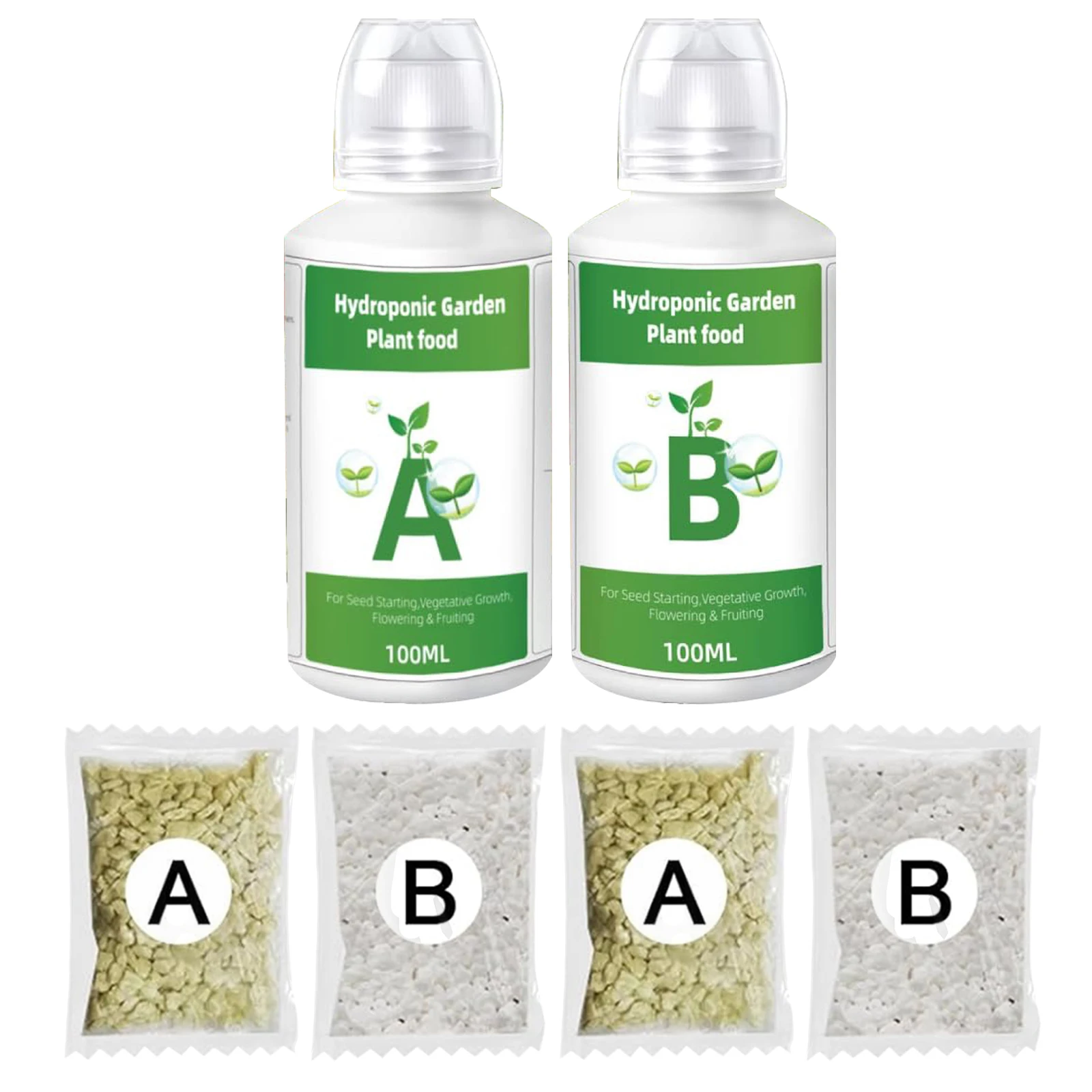 2PCS/Box General Hydroponic Nutrient Liquid A and B Fertilizer Solution Kit for Growing Plant Flowers Food Vegetable Fruit