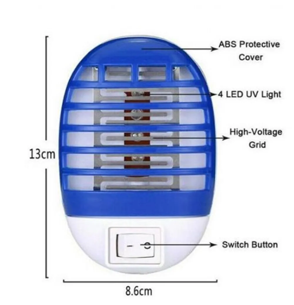 Mosquito Killer Electric UV Light Insect Fly Zapper Bug Trap Catcher Lamp Killer Mute Fly Zapper Indoor Bedroom Accessories Tool