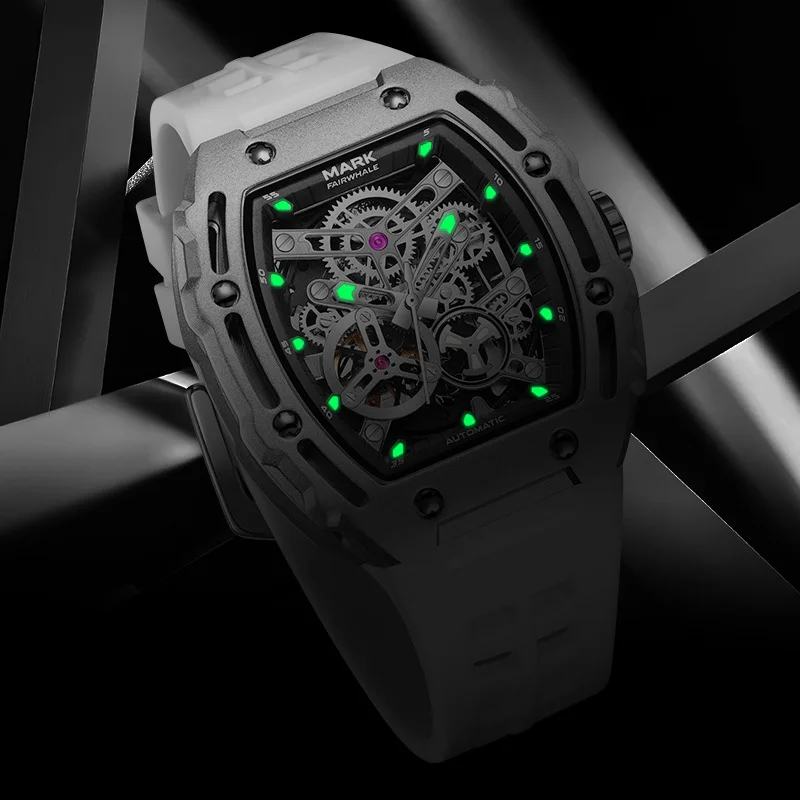 Automatic Mechanical Watches Men 3ATM Waterproof Silicone Strap Luminous Watch For FAIRWHALE Men Gift