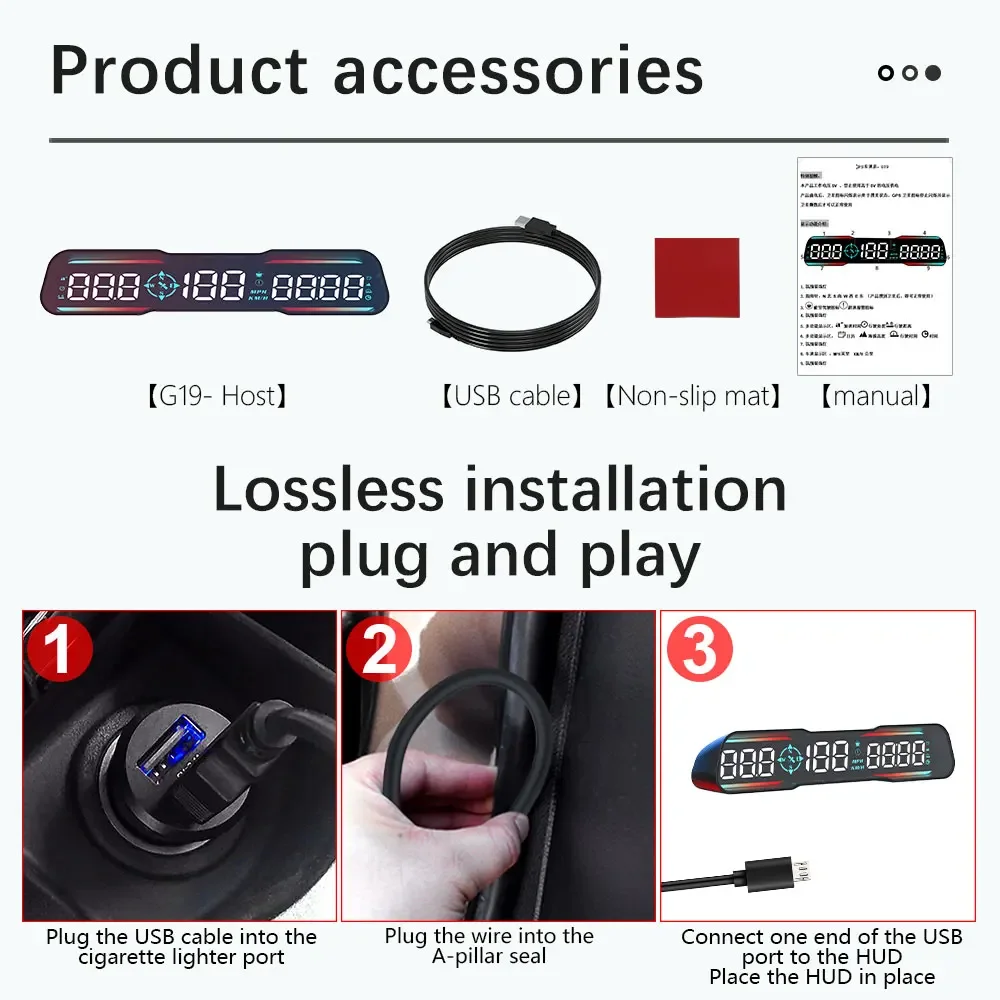 G19 HUD  ӵ, GPS ӵ, LED , KMH MPH, 跮   Ÿ,  溸, Ʈ ڵ ý