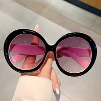 Oversized Round Big Frame Sunglasses Women For Men Luxury Brand Designer Sun Glasses Vintage Punk Popular Eyeglasses Pink Shades