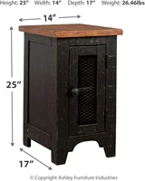 Signature Design by Ashley Valebeck Rustic Farmhouse Chair Side End Table with Cabinet Door, Distressed Black 2