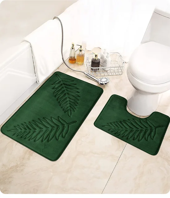 Tapis de bain en mousse à mémoire de forme, tapis de toilette Extra doux et antidérapant, tapis de bain Super confortable pour sol de salle de bain 2