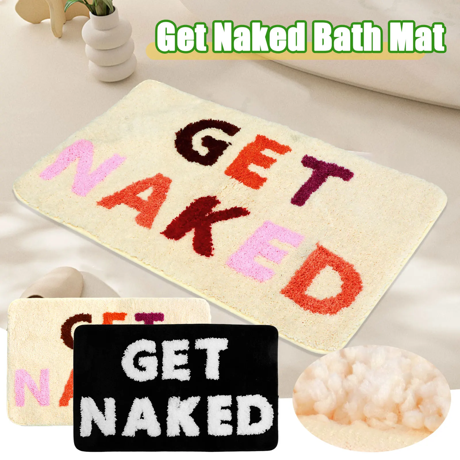

Коврик для ванной, ультравпитывающий напольный коврик, нескользящий коврик для ванной, моющийся напольный коврик, Забавный Коврик для ванны и душа с надписью Get Naked