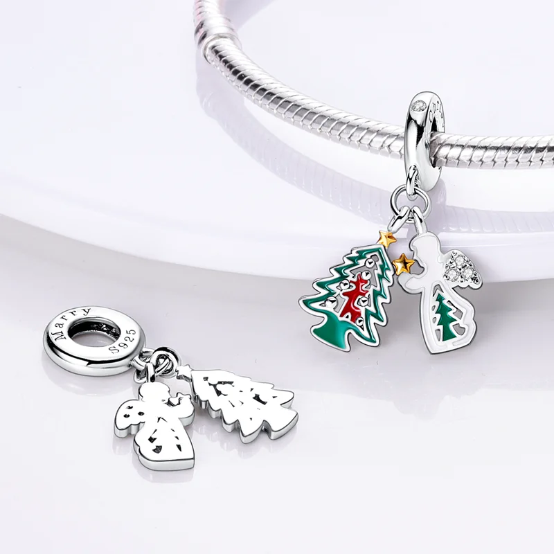 Sterling Silver Charms Beads Christmas Series Colorful Santa Snowman For Pandar Original Bracelet Pendant Jewelry DIY Gift charm jewelry sterling silver jewelry beads charms sterling silver beads silver charm bead charm bead beads jewelry sterling silver beads charm loose gemstone jewelry loose beads