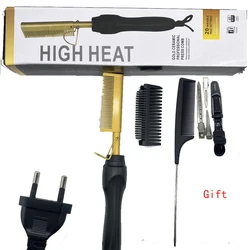 Electric Hot Comb Hair Straightener Brush - Sleek Styling Tool (Euplug)