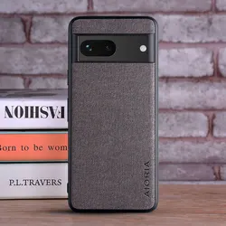 Luxury Textile Leather Soft TPU Phone Case - Elegant Protective Cover for Pixel 7 (Dark Gray)