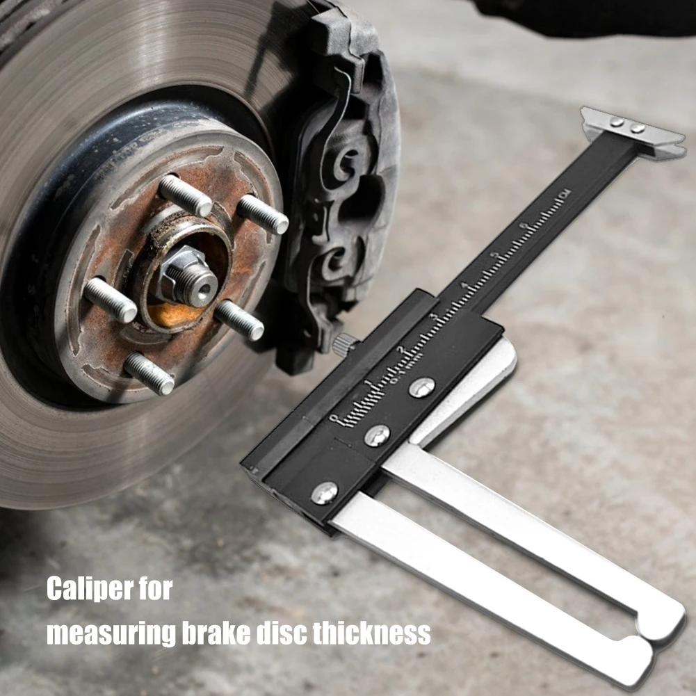 Car Wheel Brake Disc Gauge Ruler Stainless Steel Brake Disc Thickness Wear Depth Clamping Caliper Fixed Measurement Tool 4