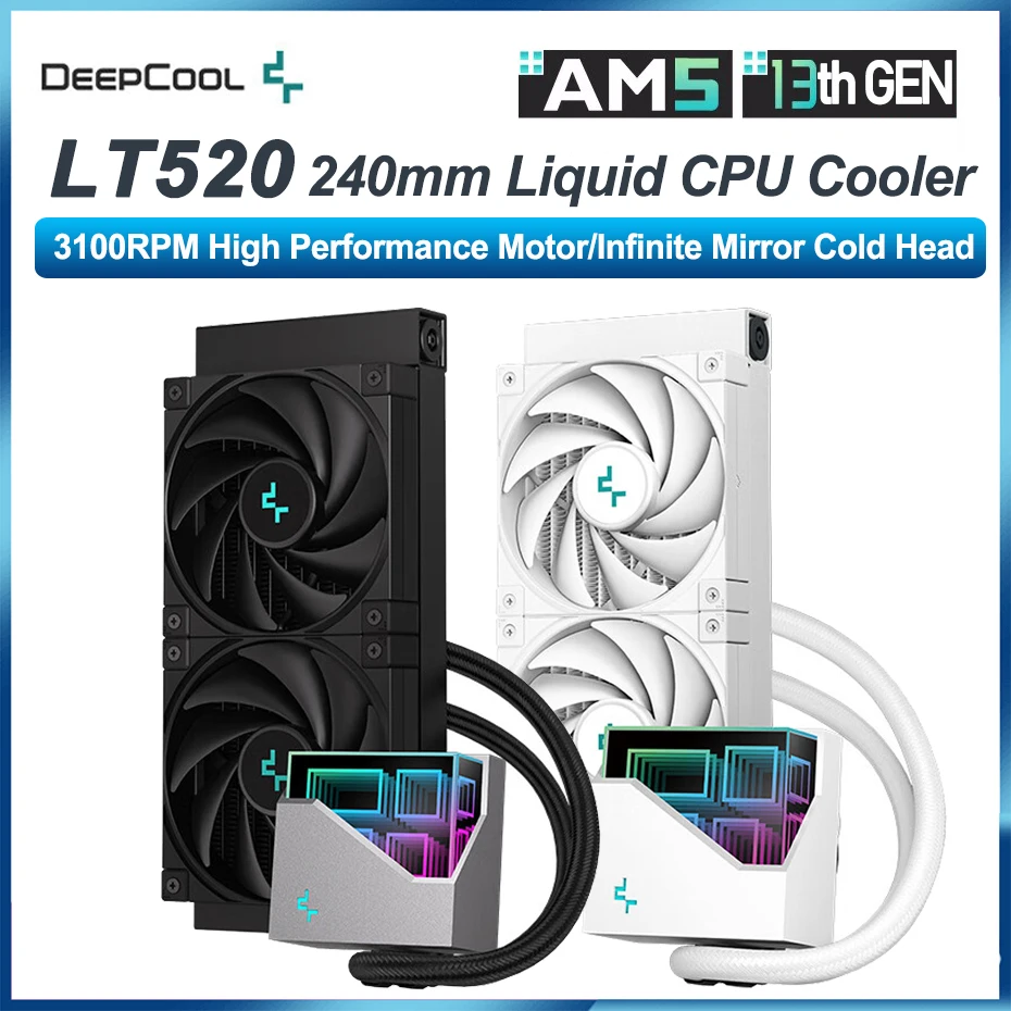 

DEEPCOOL LT520 240 Liquid CPU Cooler Infinite Mirror Cold Head High Performance Water Radiator For LGA1700 2011 115x AM4 AM5