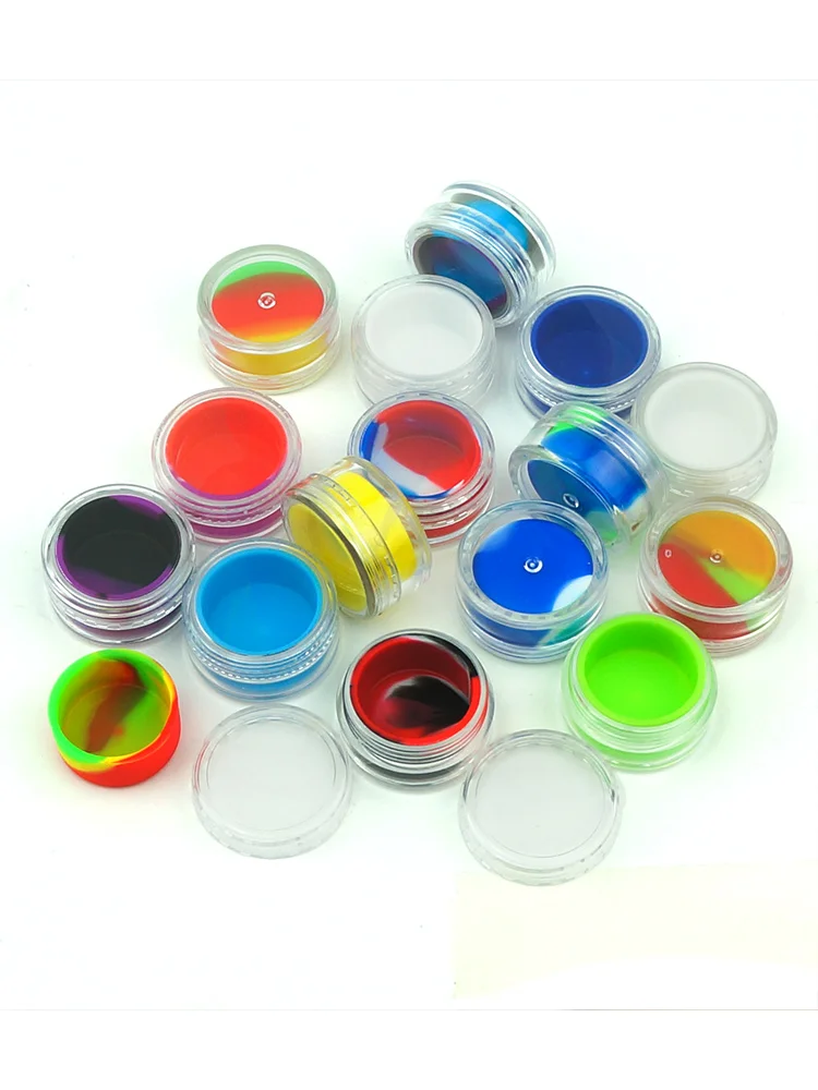 3 pcs 5ML 7ML 10ML Acrylic shell silicone wax container Pill Storage box Oil container smoking tobacco container 4