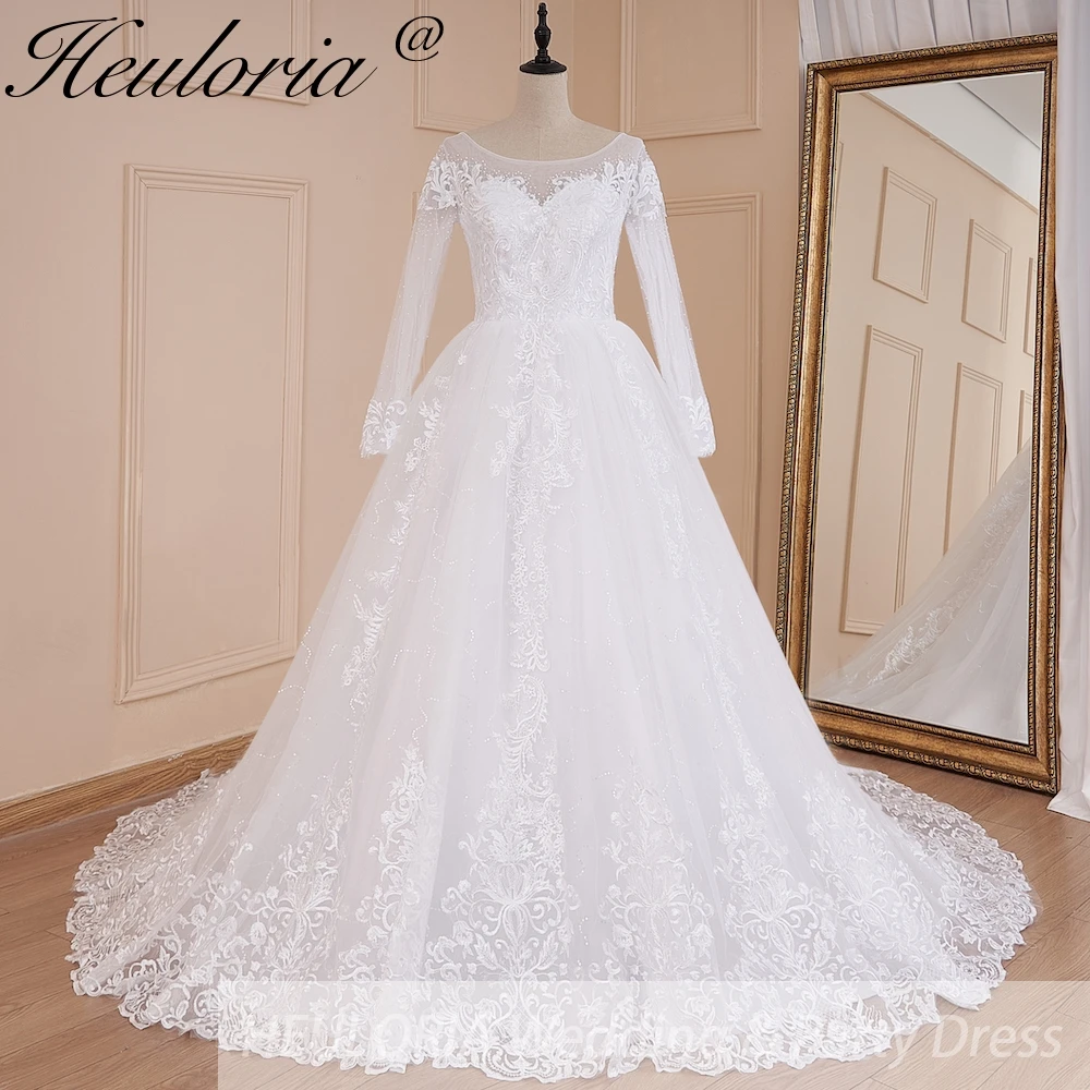 Ball Gown Wedding Dress long sleeve bride dress off shoulder Lace