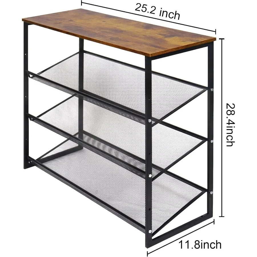 4Tiers Shoe Storage Freestanding Organizer Modern 25.2 in Tilting Adjustable Shoe Rack for High Heels Entryways Hallways Closet