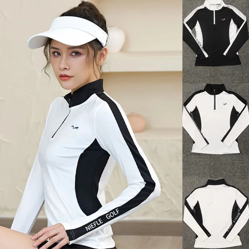 GolfApparelAutumnWomensLongSleeveSportsQuickDryZipperSlim