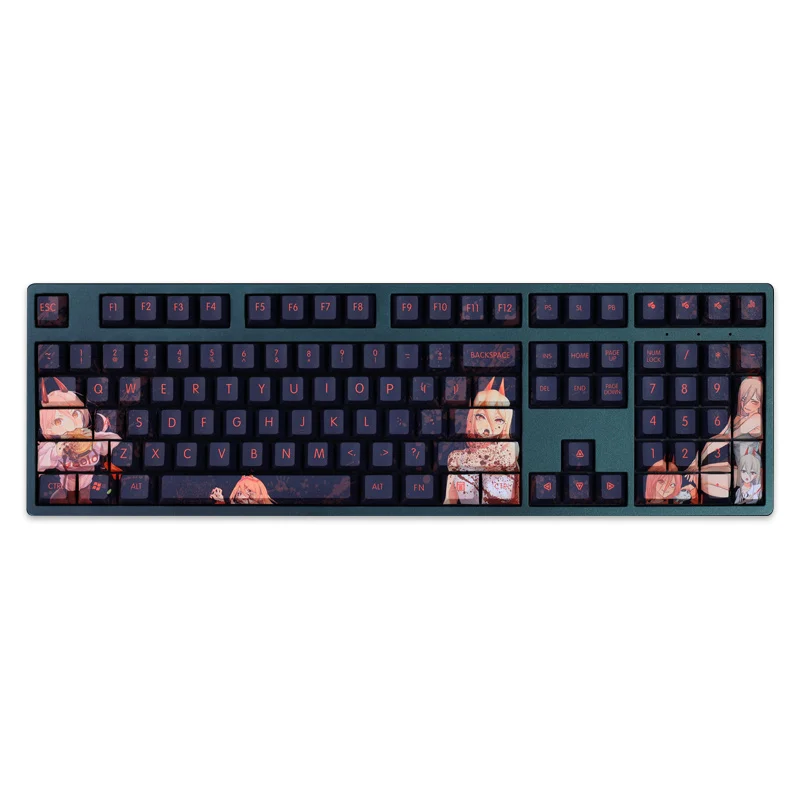 Conjunto Pbt Tintura Subbed Keycaps Dois Dimensional dos Desenhos Animados Anime Gaming Key Caps Cherry Perfil Keycap para Motosserra Homem Potência 1 - Imagem 5
