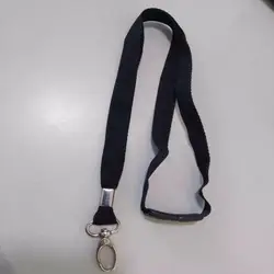 Solid Color Safety Break Metal Clip Lanyard with Lobster Clasp for ID Card Holder (90 cm Length) (Black)