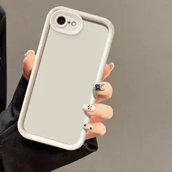 Retro Frosted Armor Square Frame Phone Case with Skin Feel Finish - iPhone SE 2016 (White)