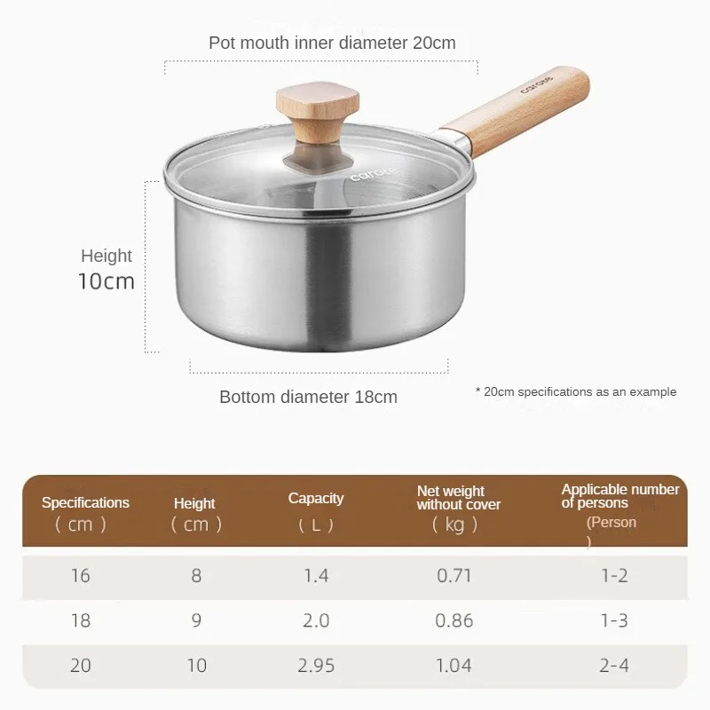 Carrot 316 Stainless Steel Milk Pot Infant Baby Food Supplement Pot Fry Steam One-piece Soup Home Non-stick Coating-free