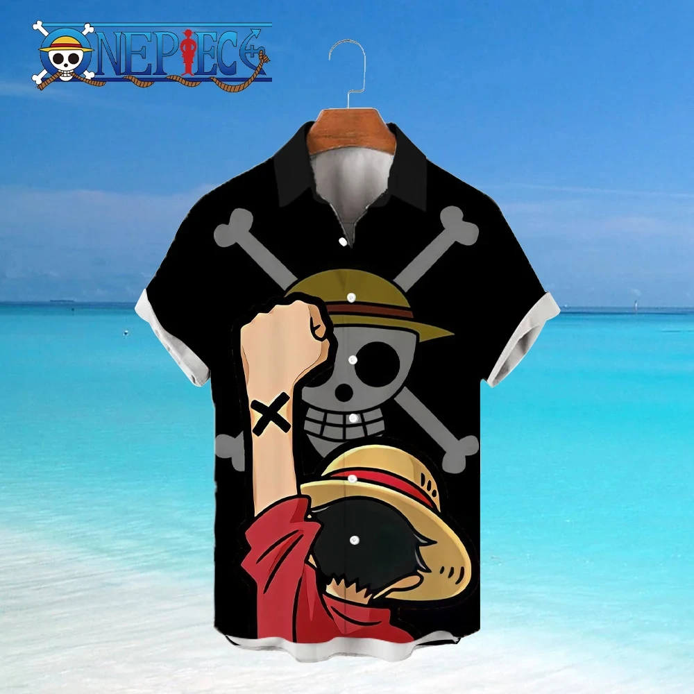 

One Piece Men's Shirts Hawaiian Shirt 3D Monkey D Luffy Printing Outdoor Street Short Sleeve Men Fashion Clothing Streetwear