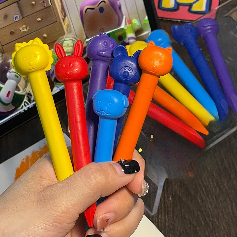 6/12 Color Plastic Crayons-Children's Non-Dirty-Hand, Suitable for Kindergarten Drawing, Graffiti Art & School Supplies - 2
