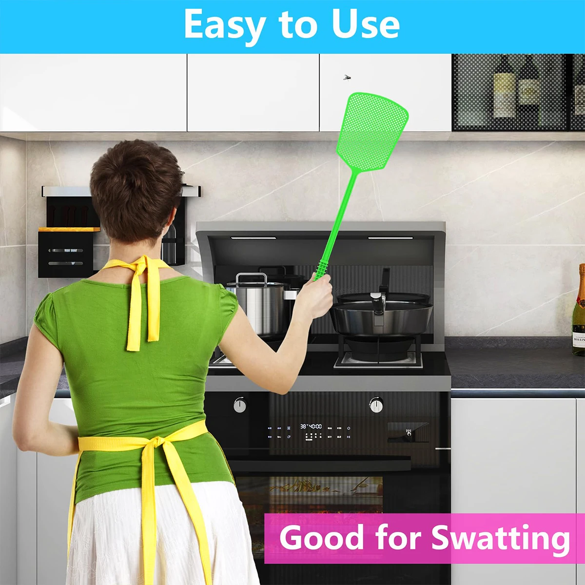 Plastic Fly Swatter For Household Use Thick And Extended Handle Large Size Manual Durable Fly And Mosquito Swatter