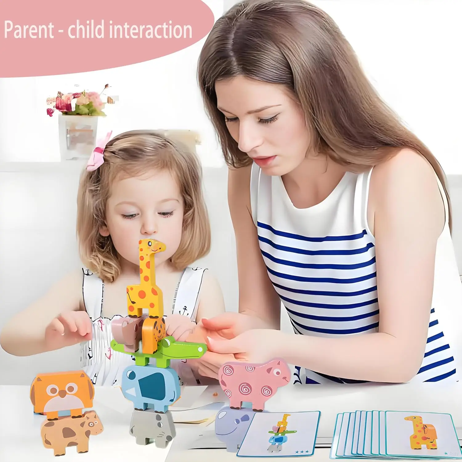Animal Stacking High Wooden Children's Early Education Educational Parent-child Game Stacking Joy Balance Building Block Toys