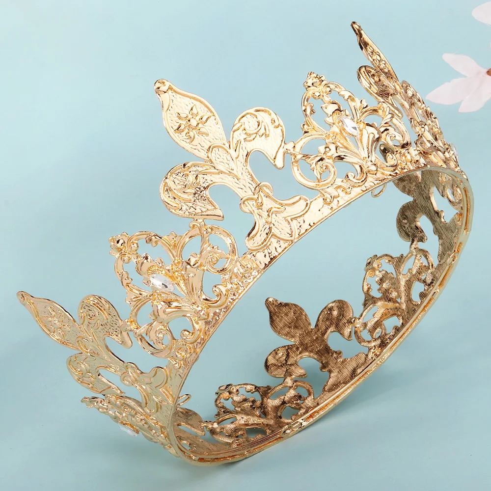 Baroque Round Tiaras and Crowns for Women Accessories Beauty Pageants Crown Gold Color Hair Jewelry Party Headpiece Gift