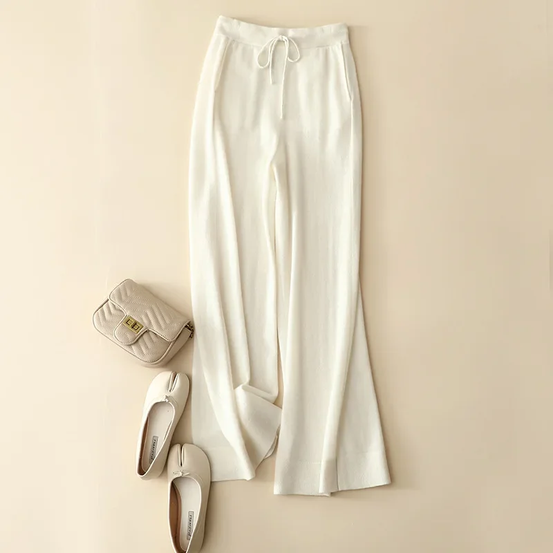 

Новые стильные осенне-зимние 100% кашемировые широкие брюки aliaga мягкие эластичные женские трикотажные брюки с высокой талией