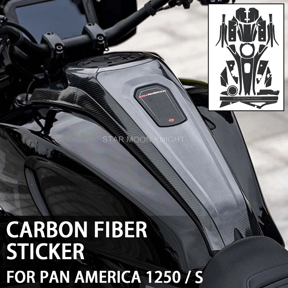 Motorcycle Fuel Tank Pad For HARLEY PAN AMERICA 1250 S PA 1250S PA1250 2021 2022 Handguard Carbon Fiber Pattern Stickers Decal quicksand flowing moving glitter pretty pattern printing tpu case for xiaomi redmi 10 4g 2021 redmi 10 2022 4g redmi note 11 4g mediatek redmi 10 prime cherry blossom