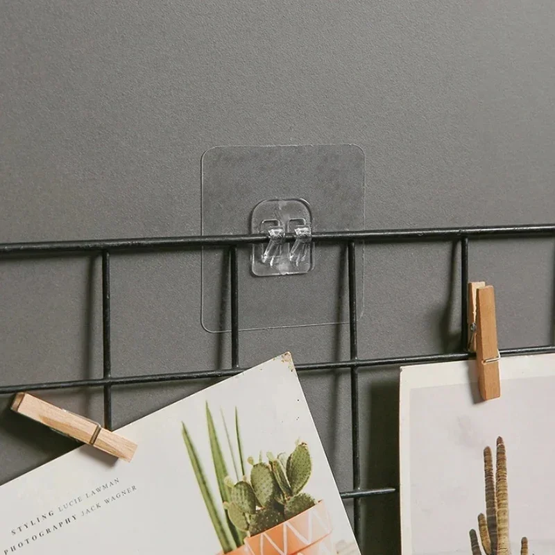 10pcs Transparent Self-Adhesive Hook Hanger Wall Storage Rack Fixing Patch Strong No-Punch Snaps For Kitchen Bathroom Gadgets 3