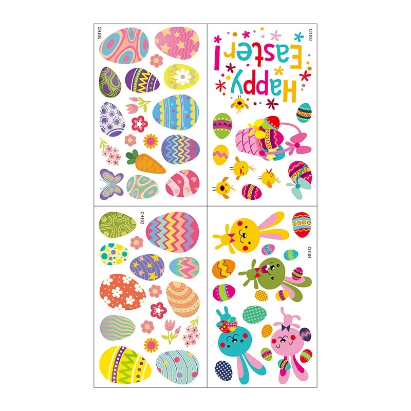 Easter Window Stickers Colorful Easter Eggs Glass Windows Static Posters Wall Decals Decoration Spring Party Gift for Kids Room
