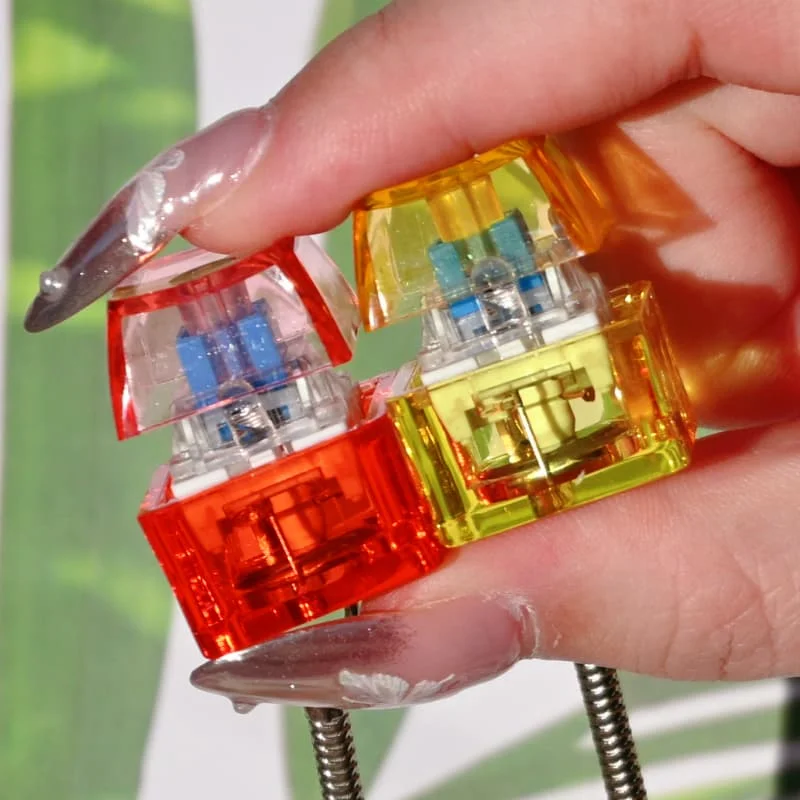 Crystal Keyboard Fidget Toys Keychain Keycap Stress Relief Switches EDC Decompression Toy Clicker Button Fingertip Toys Keyboard
